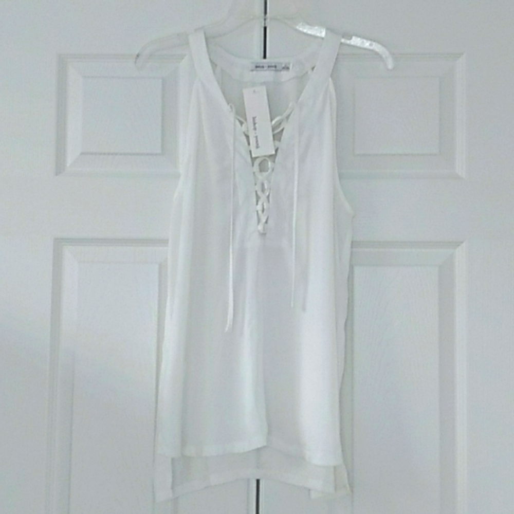 Bishop + Young Off White Lace Up Tank Top